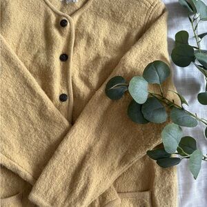 Soft Yellow Women's Button Cardigan Sweater